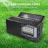 Portable FM/AM/SW Radio, Build-in Bluetooth Speaker, Powered by Rechargeable Battery with Solar Panel for Charging, Emergency LED light, Stretch A...