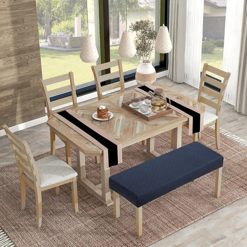 YISUN Jacquard Dining Bench Covers, Stretch Washable Removable Bench Slipcover, Rectangle Bench Seat Protector Cover for Dining Rooms, Living Room...