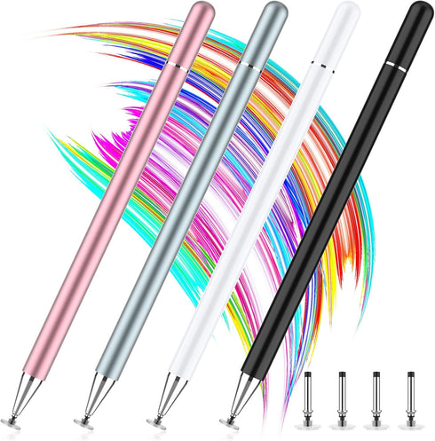 Stylus Pens for Touch Screen, 4 Pack Disc Universal Stylus Pen for iPad pro/iPhone/Android Tablets and All Capacitive Touch Screens (Black/White/G...