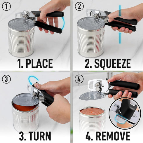 Zulay Kitchen Heavy Duty Stainless Steel Can Opener Manual with Large Bottle Opener - Rust Proof Manual Can Opener Smooth Edge and Easy Turn Knob,...