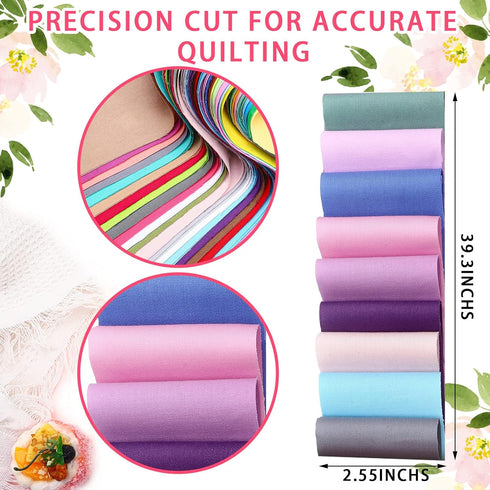 40 Pcs Solid Color Cotton Jelly Fabric Patchwork Roll Fabric, 2.55 Inch Roll Up Cotton Craft Patchwork Roll, Cotton Quilting Fabric Bundle for Qui...