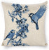 Chinoiserie Pillow Cover Blue Cherry Blossom and Birds Cotton Linen Decorative Throw Pillow Case Cushion Cover for Bedroom Sofa Living Room Couch ...