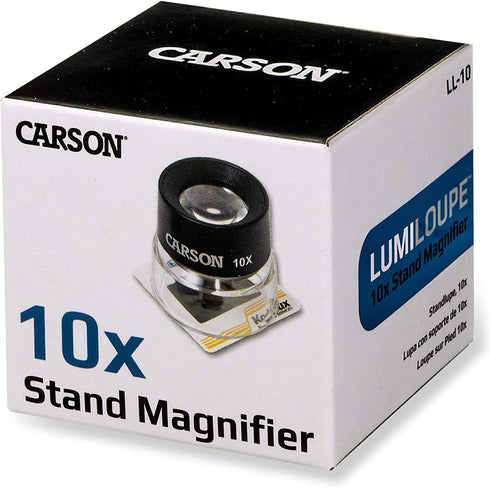 Carson LumiLoupe 10X Power Stand Magnifier (LL-10), Black/Clear...