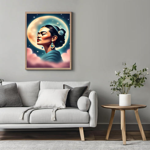 Posterizer 1 pcs- Frida Kahlo inspied art-abstract space theme-Famous Figures Art Collection-Fantasy & Fiction Art- Living Room Bedroom Decor- unf...