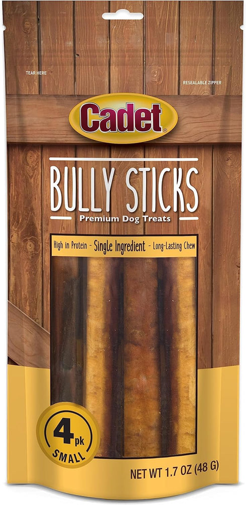 Cadet Bully Sticks for Small, Medium and Large Dogs – All-Natural Beef Pizzle, High Protein, Low Fat, Long-Lasting, Grain & Rawhide-Free Dog Chews...