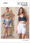 Vogue Misses' Lined Bra Top, Semi-Fitted Shorts, and Skirt Sewing Pattern Kit, Design Code V1893, Sizes 6-8-10-12-14...