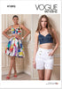 Vogue Misses' Lined Bra Top, Semi-Fitted Shorts, and Skirt Sewing Pattern Kit, Design Code V1893, Sizes 6-8-10-12-14...