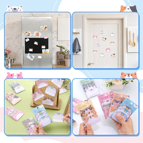 Cute Sticky Notes, 6 Pack 270 Sheets Kawaii Cartoon Animal Sticky Notes, Mini Cartoon Notes Animals Shape Markers Flags Self-Stick Memo Pads for S...