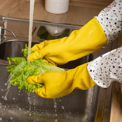 18.5inch Rubber Gloves Waterproof polyester Household Cleaning Gloves For DishWashing,Gardening,Painting(Large)...