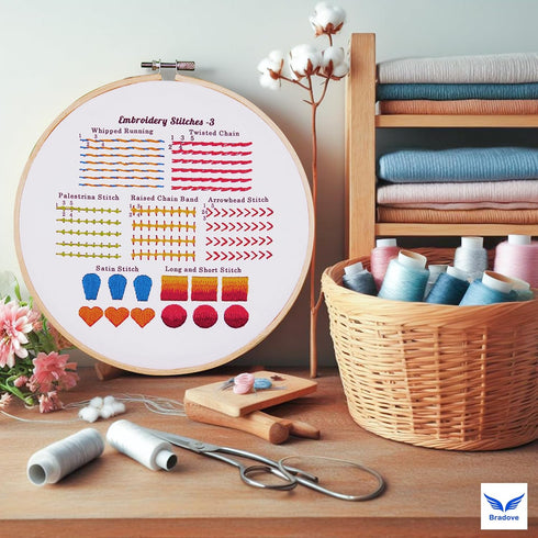 Bradove 4 Sets Embroidery Stitches Practice Kit, Embroidery Kit for Beginners with Embroidery Patterns, Beginner Embroidery Kit, Embroidery Kits f...