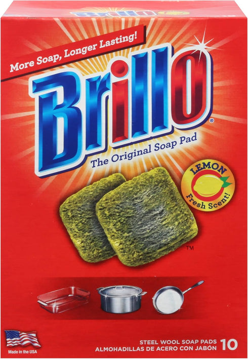 Brillo Steel Wool Soap Pads, Lemon, 10-Count...