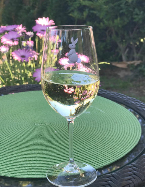 Magnetic Wine Glass Charms - Cute Bunnies and Flower Drink Markers Set of 6...