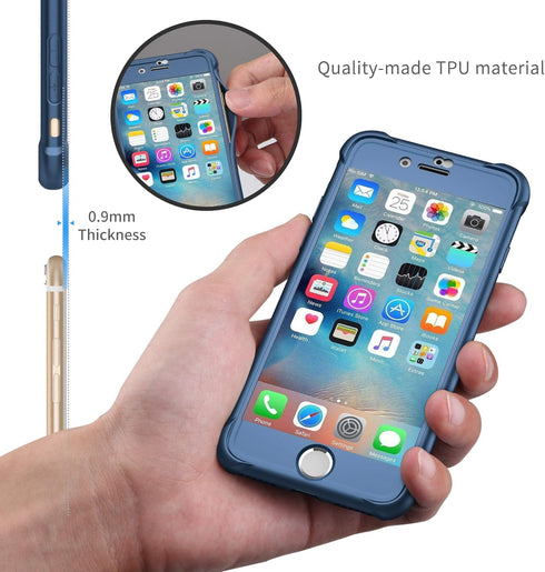ORETECH Compatible with iPhone 7/8 Case, with 2 Pack HD Screen Protector 360° Full-Body Silicone Soft TPU Hard PC Protective Bumper Phone Case Cov...