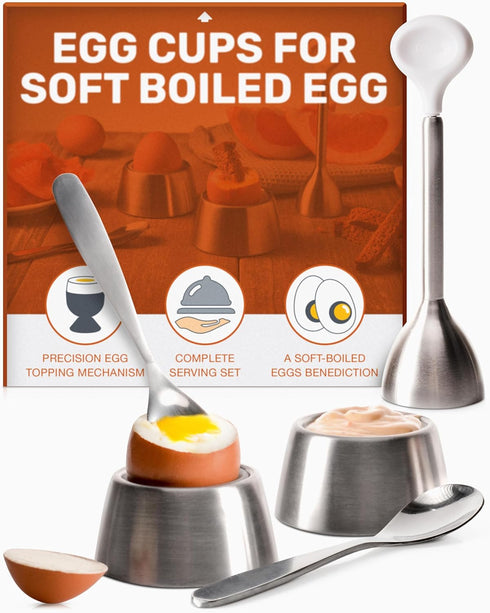 Eparé Egg Cracker Tool - Egg Cups for Soft Boiled Eggs with Spoon - Egg Holder for Boiled Eggs - Soft Boiled Egg Cutter...