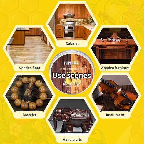 PIPIHUA 2 PCS Beeswax Furniture Polish, Wood Seasoning Beeswax for Furniture Waterproof & Repair Wood Wax to Protect & Care, Beeswax Polish with 3...