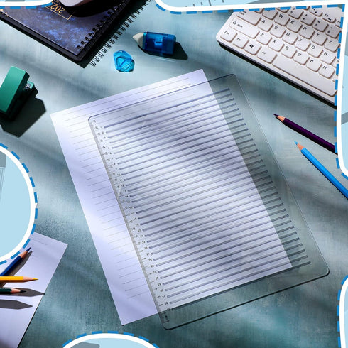 Fainne 2 Pcs Straight Line Stencil 28 cm Scale Calligraphy Template for Journaling Envelope Lettering Plastic Writing Guide Template for Ruled Pap...