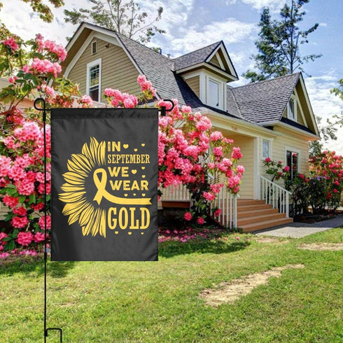 Childhood Cancer Awareness Month In September We Wear Gold Flag Double Sided Garden Flags Welcome Banner Decoration For Wedding Party Yard 12x18 I...