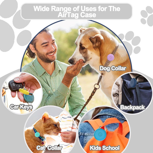 IPX8 Waterproof AirTag Dog Collar Holder, Hidden Air Tag Case for Cat Collar, Anti-Lost Silicone Cover for AirTag GPS Tracker Compatible with Pets...