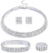 HAIAISO Rhinestone Crystal Jewelry Set Rhinestone Choker Necklace Rhinestone Earrings Rhinestone Stretch Bangle Bracelet Stretch Ring Bridal Party...
