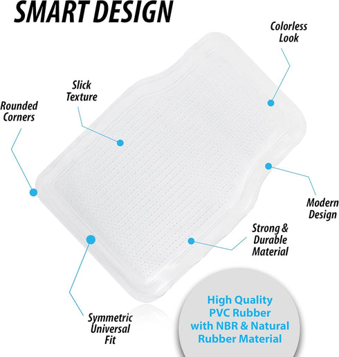 Zone Tech All Weather Full Rubber Clear Car Interior Floor Mats – 4-Piece Set Clear Heavy Duty Car Interior Floor Mats...