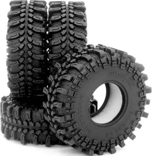 HOBBYSOUL 1.0 Mud Tires 61 * 22.4mm Super Soft Sticky 1.0 Crawler Tires for RC 1/18 TRX4M 1/24 AX24 SCX24 FCX24 Upgrade...