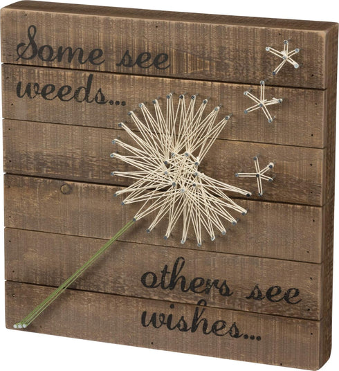 Primitives by Kathy Distressed Wood Slat Sign - 'Some see weeds...' with Hand-Strung Heart, Wall Art & Desk Decor for Home...