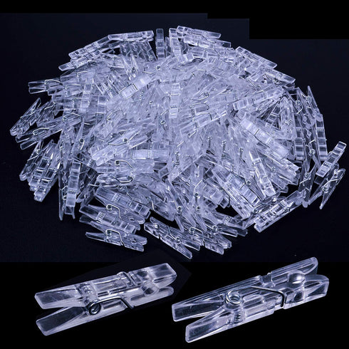 200 Pieces Photo Clips,Mini Clear Plastic Utility Paper Clip Clothespins Clip...
