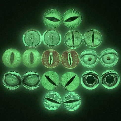 10 Pairs 35mm Glow in The Dark Glass Dinosaur Eyes Round Dome Glass Cabochons Flatback for DIY Craft Clay Animal Lizard Eyes...