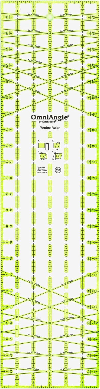 Omnigrid OmniAngle 6" x 24" Non-Slip Wedge Quilting Ruler, Clear...