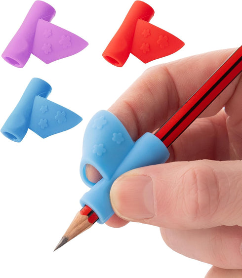 Stylo Pack of 3 Pencil Grips for Kids Handwriting Perfect Pencil Holders for Kids Home Schooling and Preschool Writing Tools for Kids Assorted Pen...