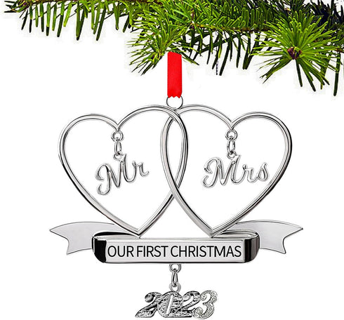JUPPE Bridal Shower Gifts, Our First Christmas As Mr & Mrs Ornament 2024, Mr & Mrs Newlywed Just Married Christmas Tree Decor Newly Wedding Gifts ...