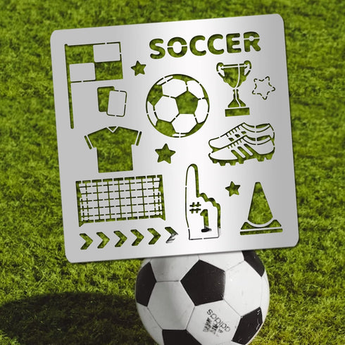 Soccer Stencil for Painting Stainless Steel Sport Football Drawing Stencils 6.15 inches Championship Trophy Football Boots Metal Stencil Soccer Th...