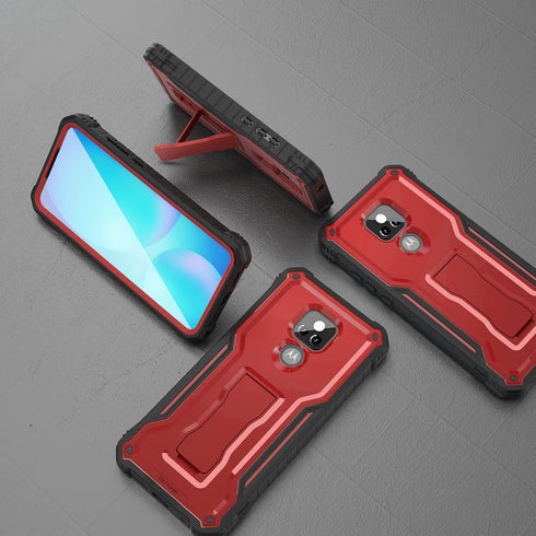 ExoGuard for Moto G Play 2021 Case, Rubber Shockproof Full-Body Cover Case Built-in Screen Protector and Kickstand Compatible with Moto G Play 202...