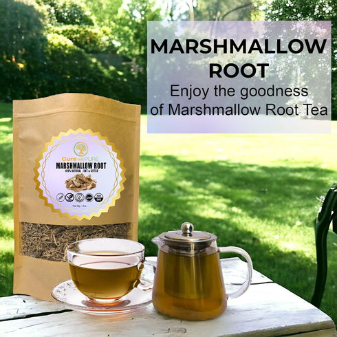 Cure wid Pure Organic Marshmallow Root Herb 4 Oz – Cut & Sifted Marshmallow Root Tea in Eco-Friendly Resealable Bag Versatile Choice for Herbal Te...