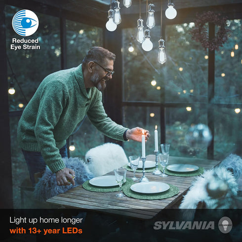 Sylvania Reduced Eye Strain G25 Globe LED Light Bulb, 60W = 6W, 13 Year, Dimmable, Clear, 5000K, Daylight - 6 Pack (41244)...