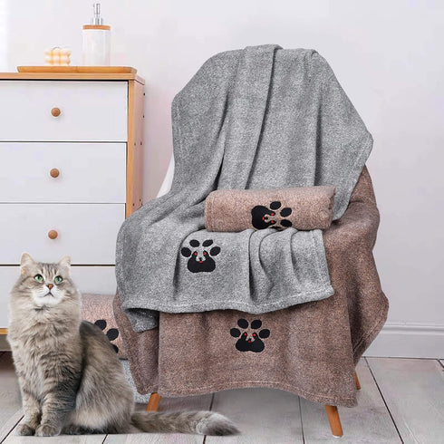 Dog Towels for Drying Dogs Super Absorbent Soft Microfiber Pet Bath Grooming Towel for Dogs Cats and Other Pets (M-36" * 28", Grey)...