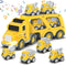 Trucks Cars Toys for 3 4 5 6 7 Year Old Boy Toddler, 5 in 1 Carrier Transport City Vehicles Toys with Light Sound, Christmas Birthday Gift for Tod...