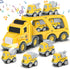Trucks Cars Toys for 3 4 5 6 7 Year Old Boy Toddler, 5 in 1 Carrier Transport City Vehicles Toys with Light Sound, Christmas Birthday Gift for Tod...