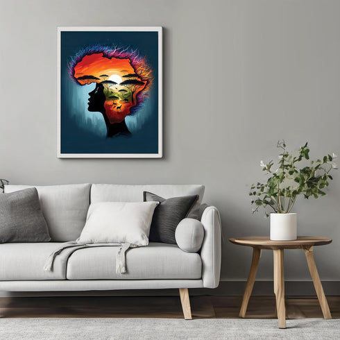 Posterizer 1 pcs-Abstract African Sunset Landscape & woman-Afro-American Art Collection-Inspirational Women's Art-Gifts for Women- UNFRAMED Wall A...