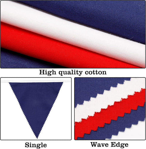 40Ft 4th of July Garland, Red Blue White Banner Party Decorations, Fabric Patriotic Garland for Independence National Day, Nautical Theme Party, C...
