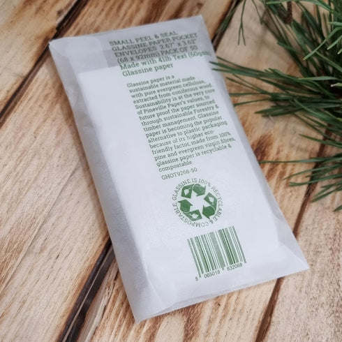 50 pack of Peel and Self Seal Glassine Paper Envelopes 2.67x3.62" (68mm x 92mm) Translucent 41lb Text (60gsm) - Compostable and Recyclable miniatu...