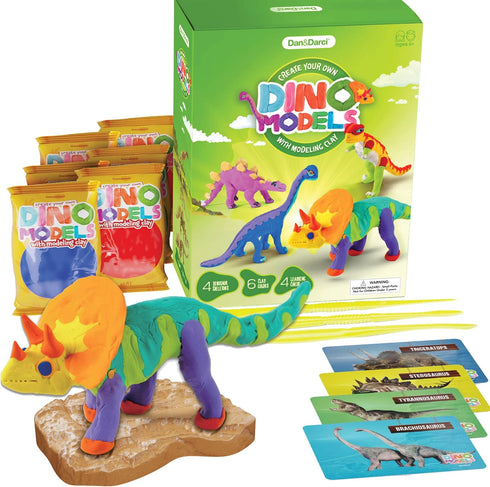 Dino Models, Clay Craft Kit - Dinosaur Arts and Crafts for Kids - Dinosaur Easter Gifts for Boys & Girls - Build 4 Dinos with Air Dry Magic Modeli...