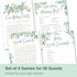 Baby Shower Games for Boy or Girl - Set of 4 Games for 30 Guests - Double Sided Cards - Floral Greenery Eucalyptus Flowers...