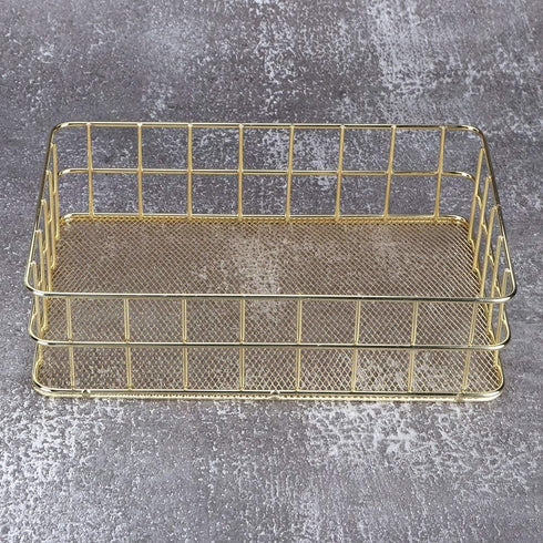 Wire Mesh Basket, Golden Desktop Metal Storage Basket Iron Grid Storage Tray Net Basket Storage Bins for Home Cosmetic Stationery (9.6 x 6.5 x 2.6...