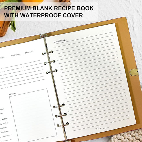 Leather Recipe Book With Index Pages & Templates Made in USA, The Perfect Recipe Note Book To Write In Your Own Recipes - Simplified Blank Cookboo...