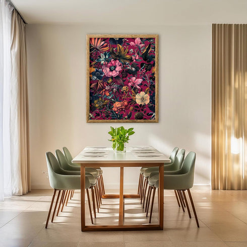 Posterizer 1 pcs-pink , blush unique flowers-purple background-Floral & Botanical Art-Abstract & Modern Art-Decor for Home & Office- UNFRAMED Wall...