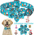 ARING PET Christmas Dog Collar-Cute Winter Girl Dog Collar with Flower, Adjustable Cotton Blue Christmas Pet Collar Puppy Collars...