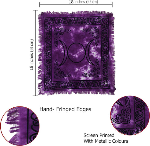 Indian Consigners Altar Cloth Purple Triple Moon Square 18" in Alter Tarot Spread...