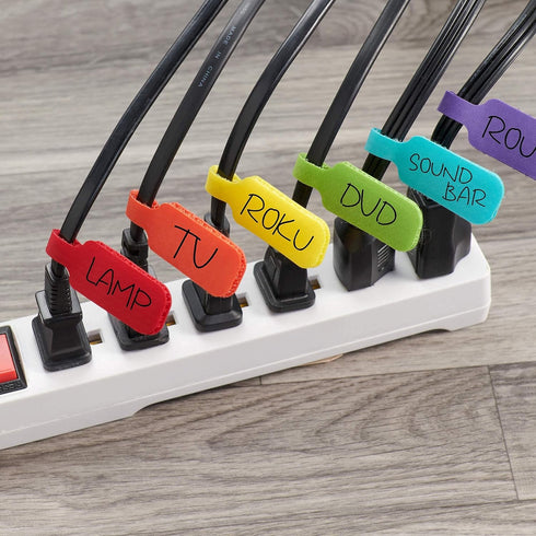 Wrap-It Storage Cable Management Value Pack - 40 Self-Gripping Cable Ties, 20 Cable Labels, 12ft Perforated Self-Gripping Roll - For Home, Office,...