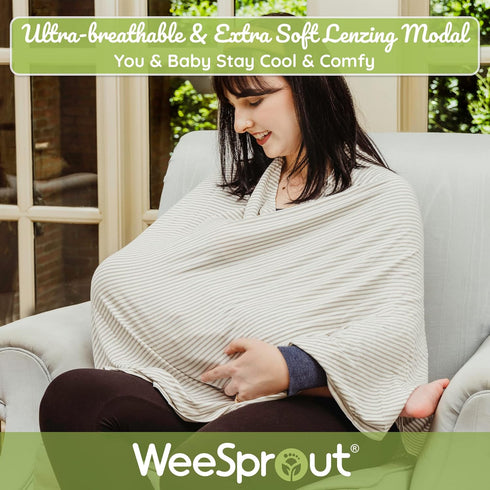 WeeSprout Nursing Cover for Breastfeeding, Soft & Breathable Nursing Poncho, Neck Insert for Hands-Free View, Machine Washable & Dryer Safe Feedin...